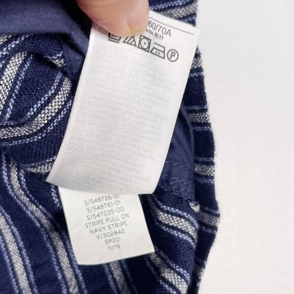 Gap Womens Small S Navy Blue White Striped Linen Pull On Shorts Drawstring Waist - Picture 6 of 6